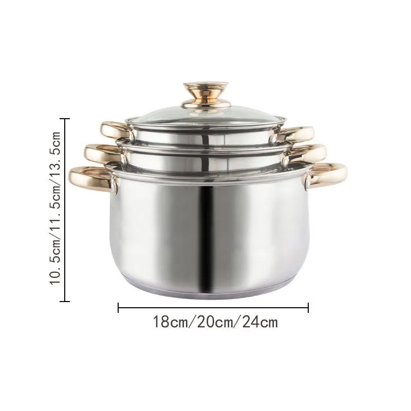 12-Piece Stainless Steel Cookware Set | Stock Pot, Pan, Saucepan, and Casserole Kettle Set