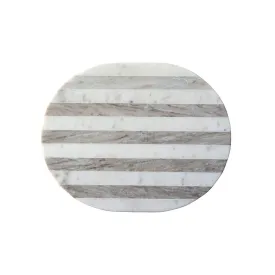 15"L Grey & White Stripe Marble Cheese/Cutting Board