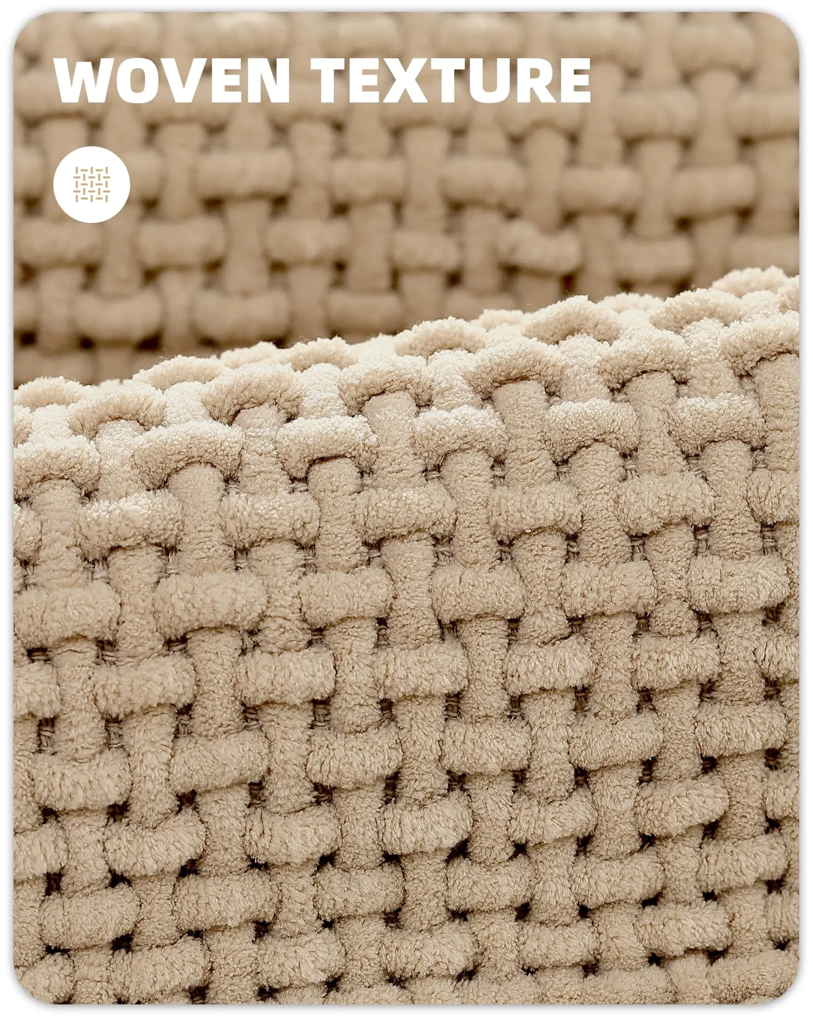 16"x24" Chenille Bathroom Rugs - Color G Thin Bathroom Rugs Fit Under Door- Absorbent, Flat, Non Slip, Soft, Machine Washable, Quick Dry, Small Beige Bath Mat Bath Rugs for Bathroom