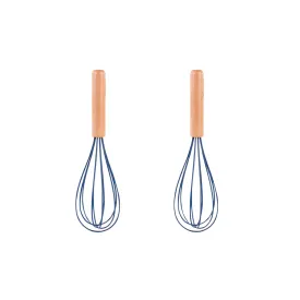 2-Piece Beechwood & Silicone Whisk Set | Navy