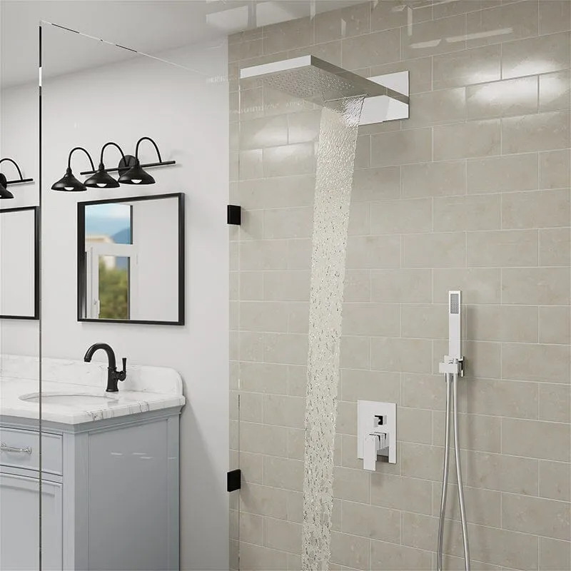 22'' Shower Set Dual Function Waterfall Rainfall Shower Head & Hand Shower