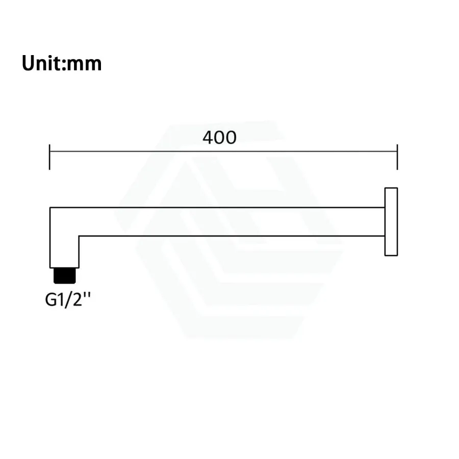 400mm Square Wall Mounted Shower Arm Matt Black