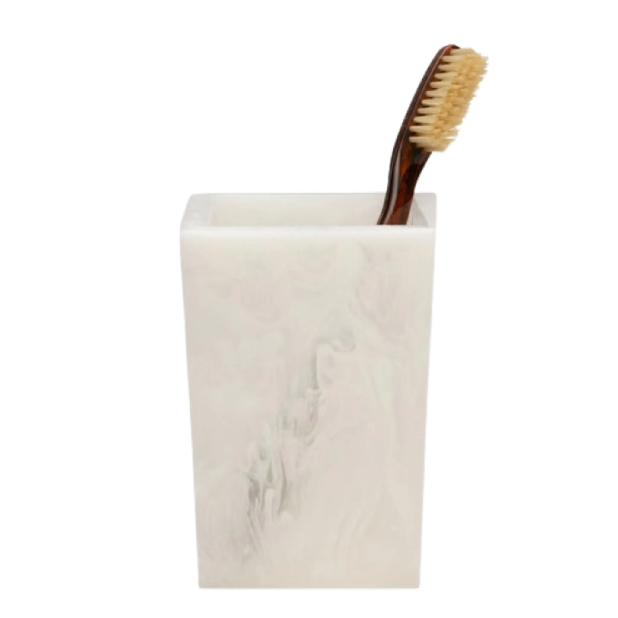 Abiko Pearl White Cast Resin Toothbrush Holder