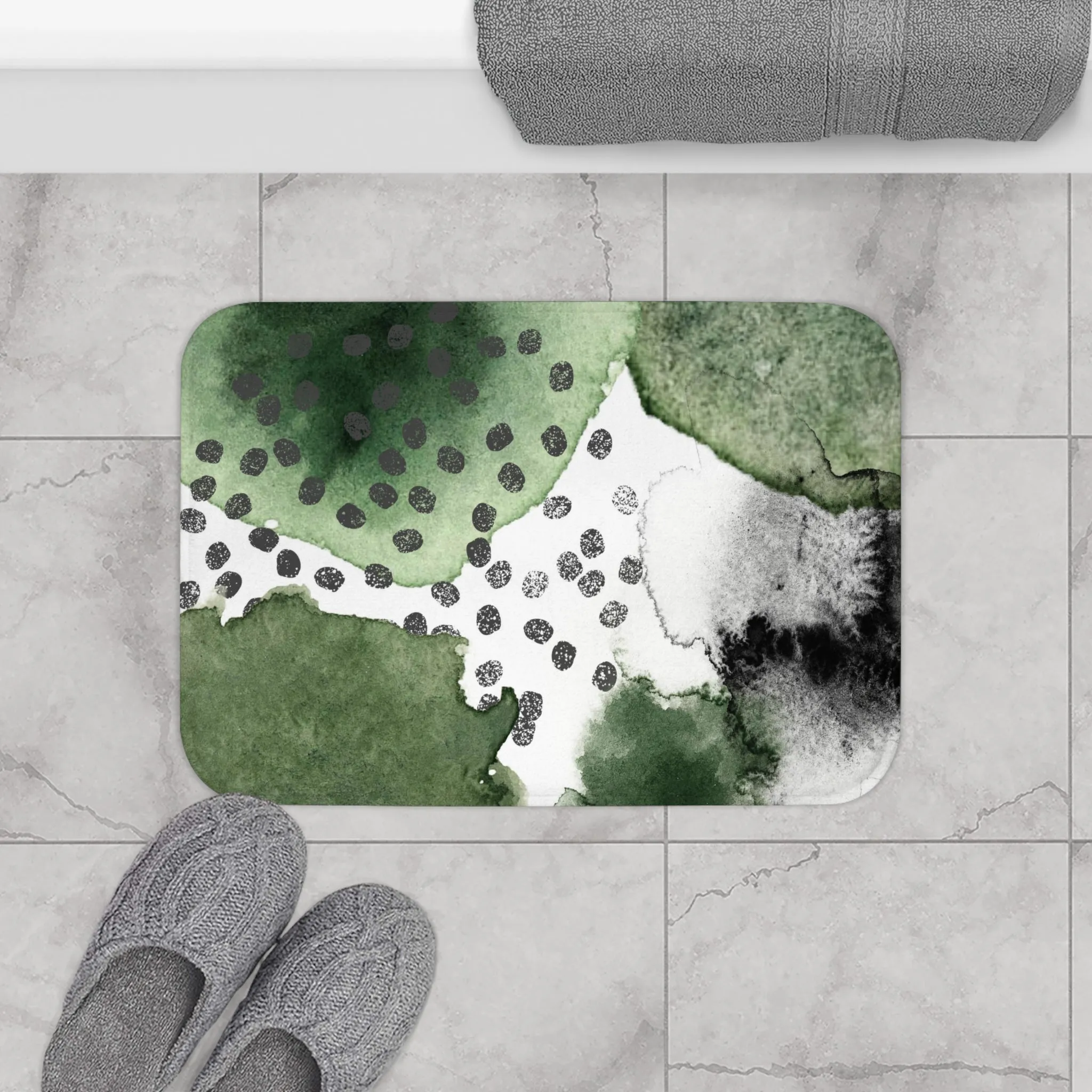 Abstract Bath Mat | Sage Forest Green Ombre