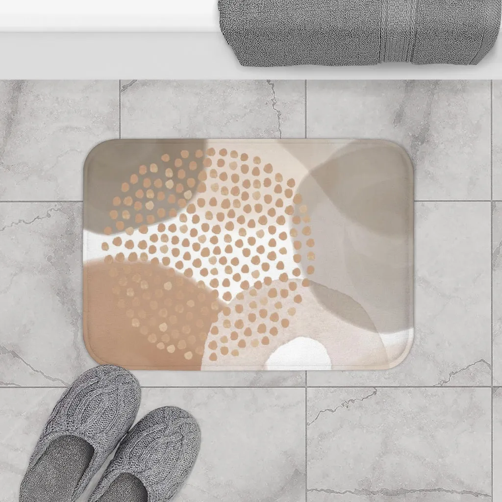Abstract Boho Bath Mat | Rustic Beige Cream