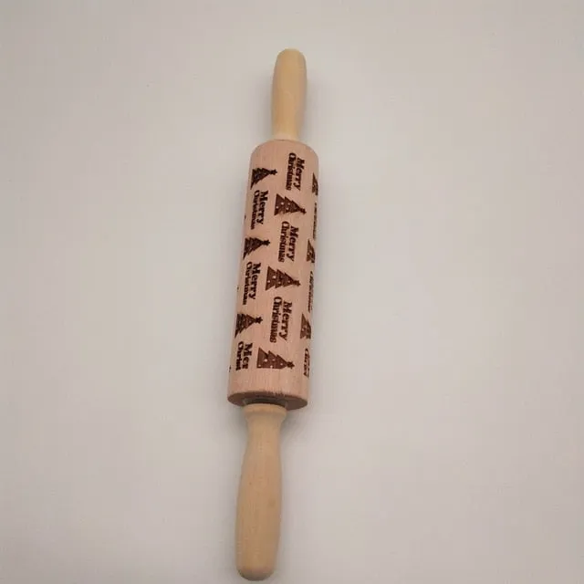Christmas Embossing Rolling Pin Baking Cookies