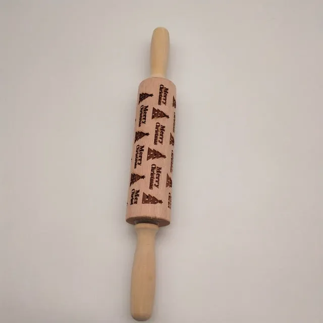 Christmas Embossing Rolling Pin Baking Cookies