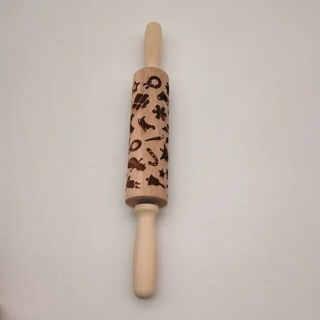 Christmas Embossing Rolling Pin Baking Cookies