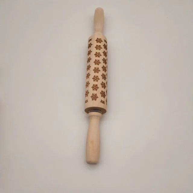 Christmas Embossing Rolling Pin Baking Cookies