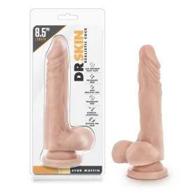 Enhanced Realistic 8.5-Inch Beige Dildo with Balls and Suction Cup Base by Dr. Skin®