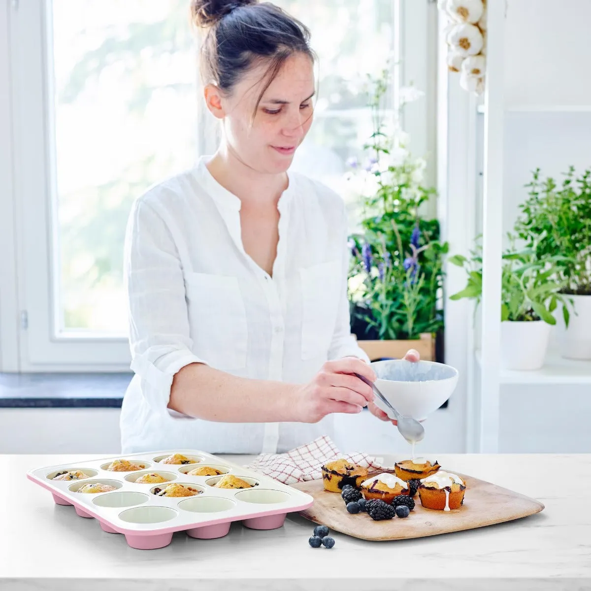 GreenLife Ceramic Nonstick Muffin Pan | Pink