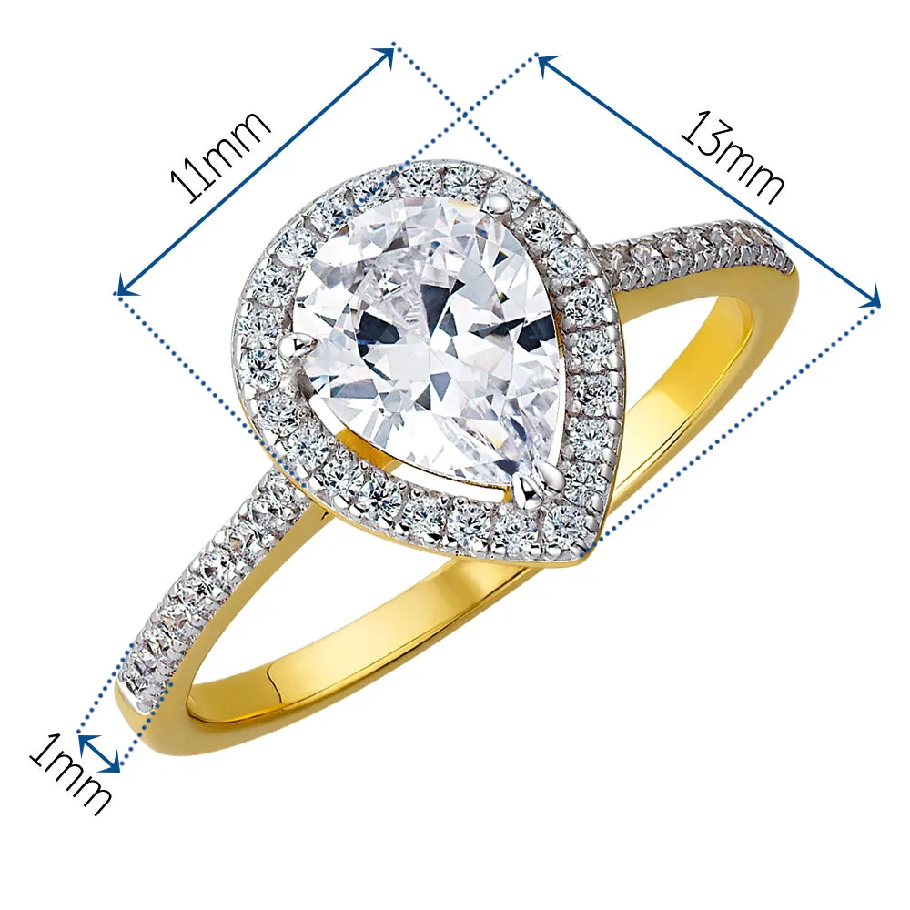 Halo Pear Cut Ring