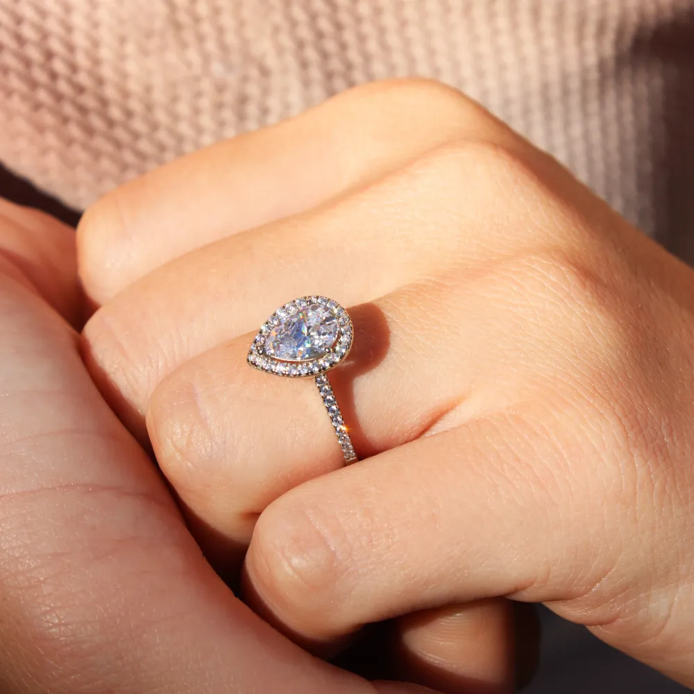 Halo Pear Cut Ring