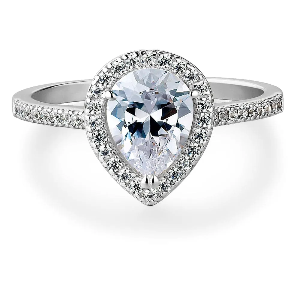 Halo Pear Cut Ring