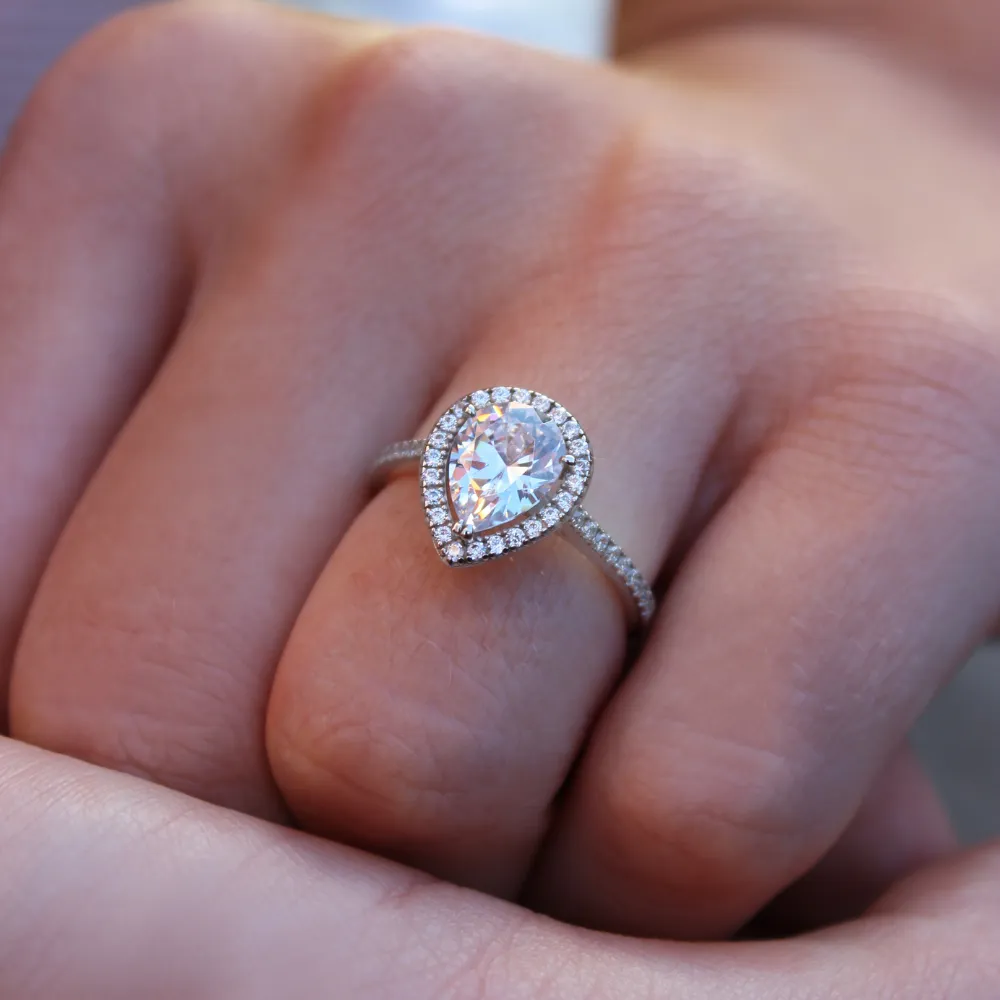 Halo Pear Cut Ring