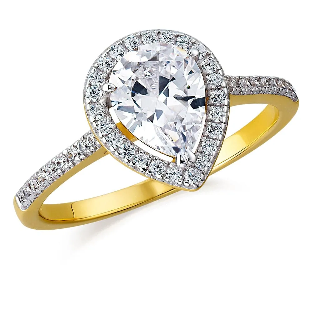 Halo Pear Cut Ring