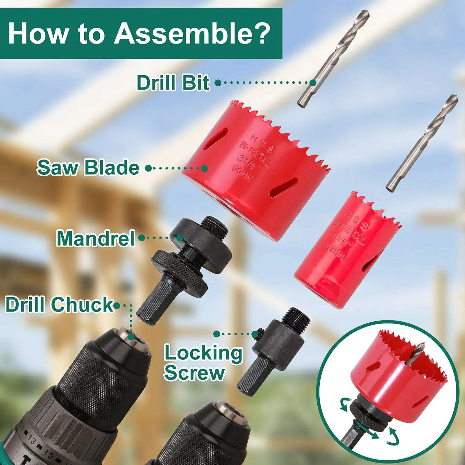 HYCHIKA 17PCS Bi-Metal Hole Saw Kit
