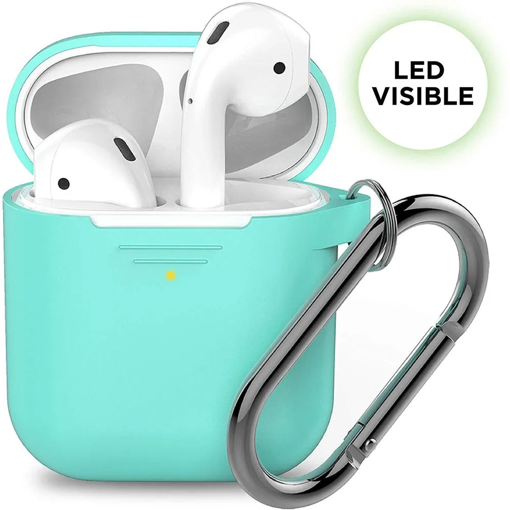 KEYBUDZ PodSkinz Keychain Case with Carabiner for AirPods 1 & 2 - Diamond Blue