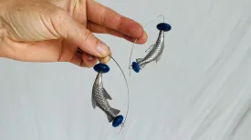 Lapis and Karen Silver Fish Earrings. 2511