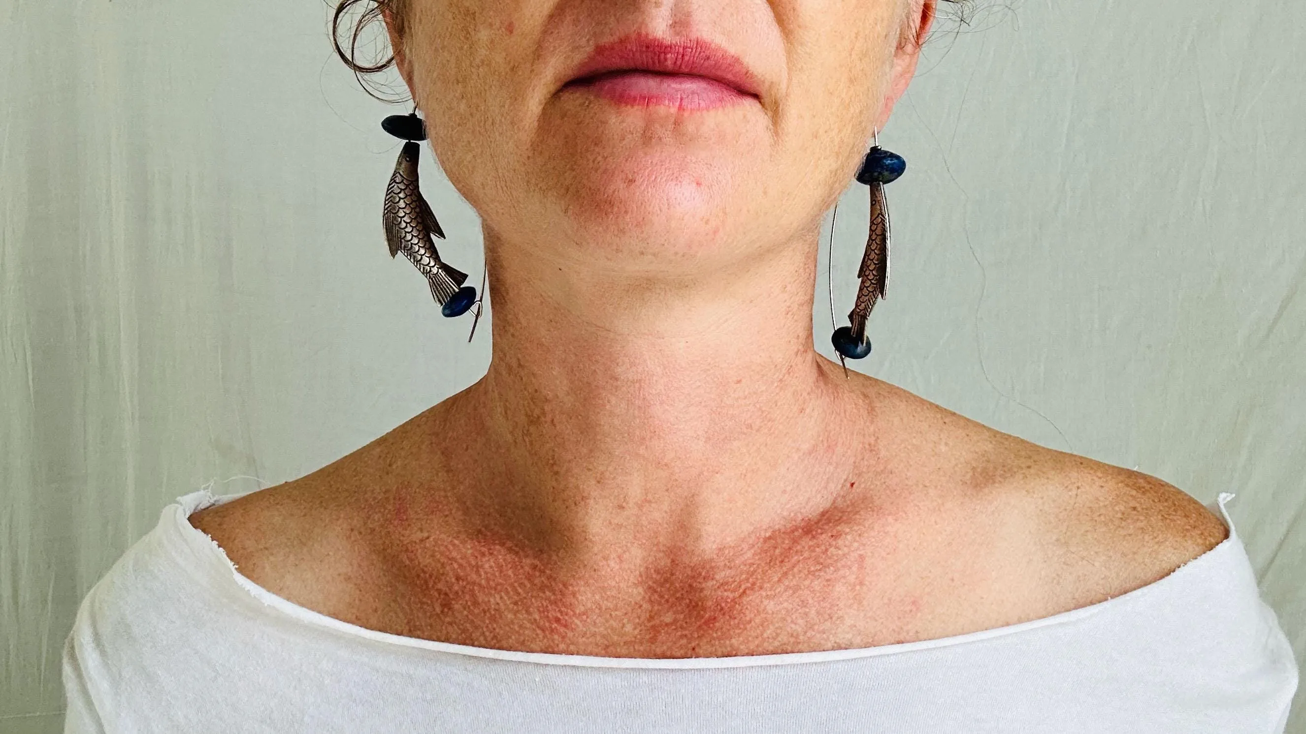 Lapis and Karen Silver Fish Earrings. 2511