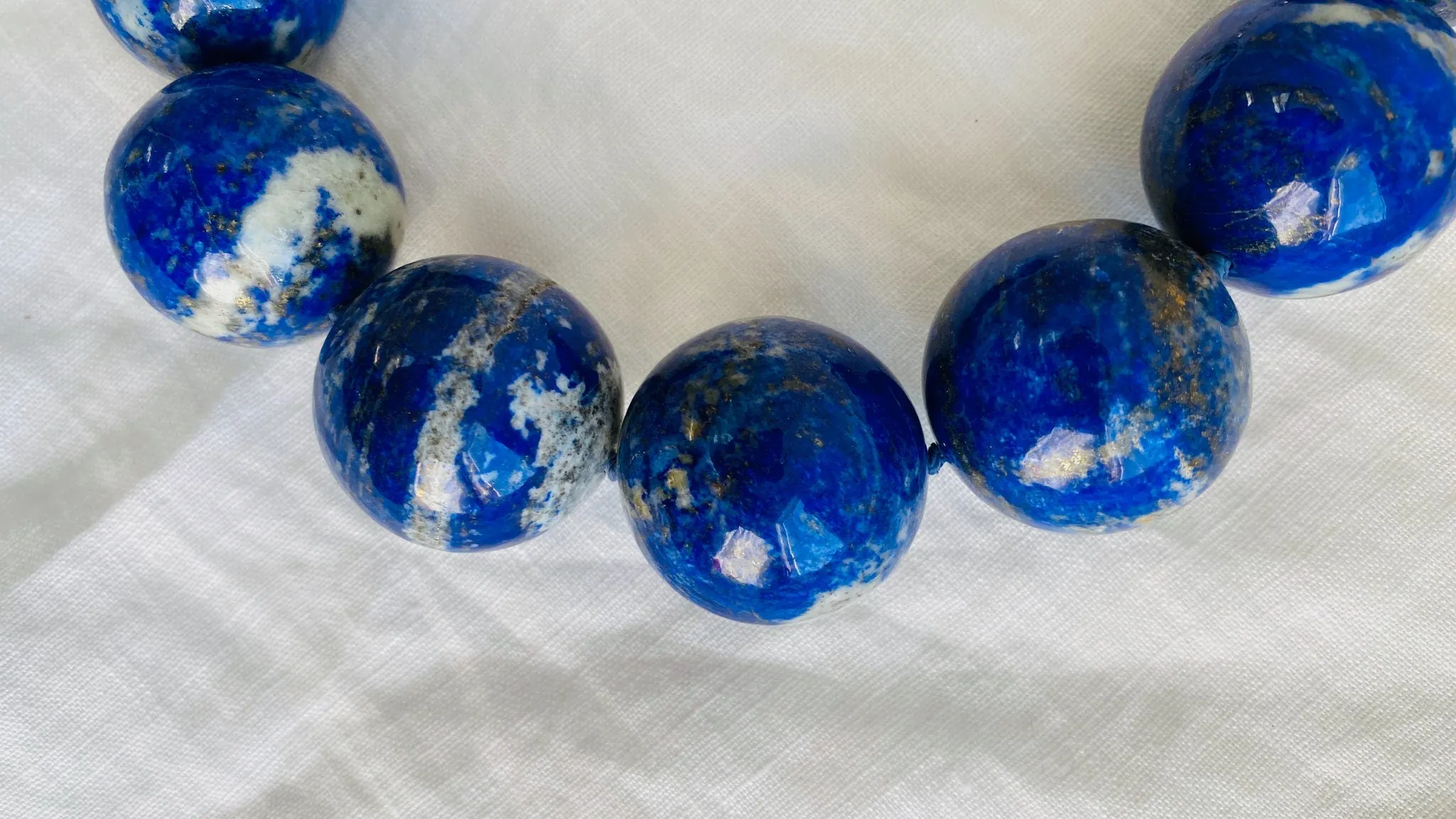 Lapis Beaded Necklace. Large Spheres. 0162