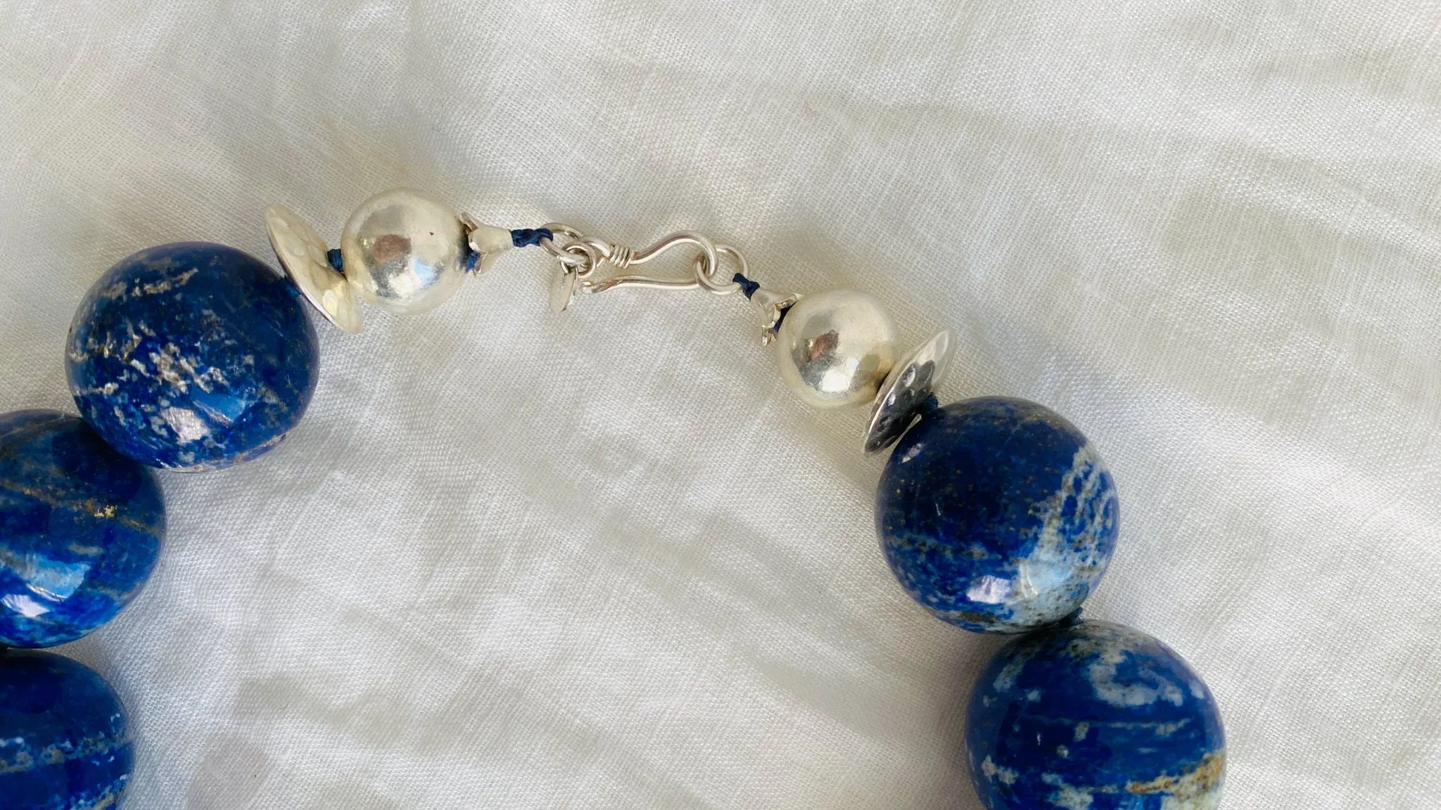 Lapis Beaded Necklace. Large Spheres. 0162