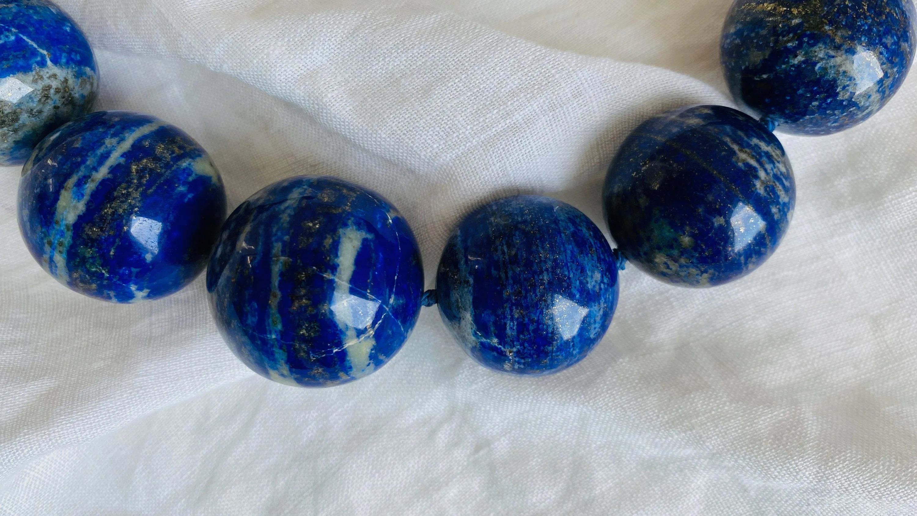 Lapis Beaded Necklace. Large Spheres.