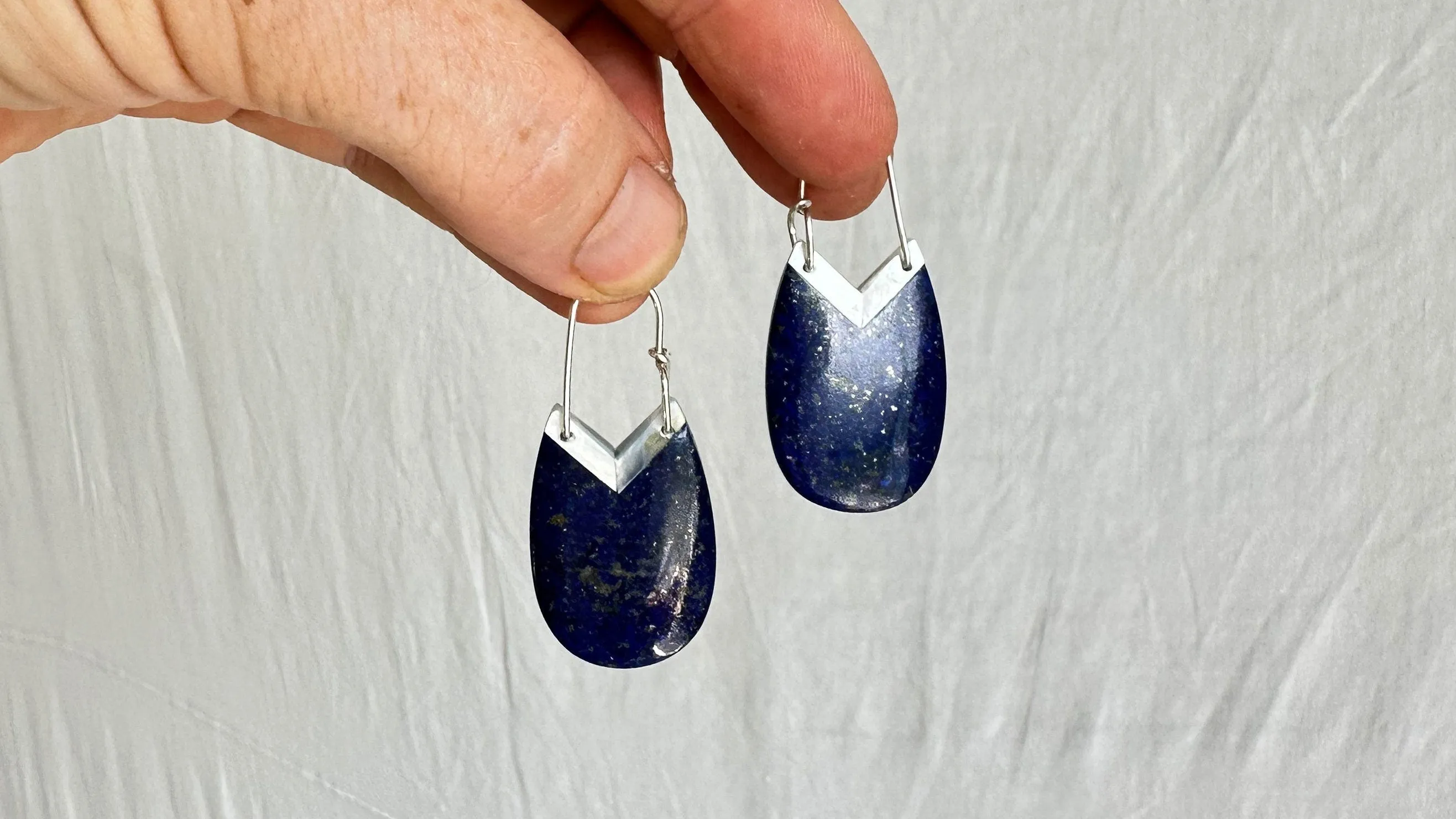 Lapis Lazuli & Sterling Silver Drop Earrings. 2049