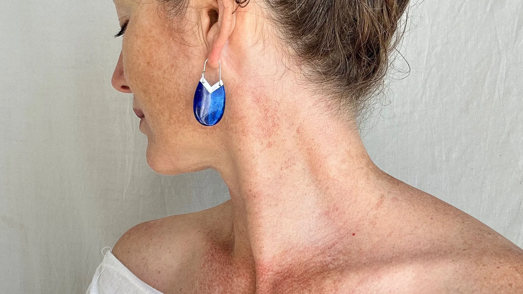 Lapis Lazuli & Sterling Silver Drop Earrings. 2052