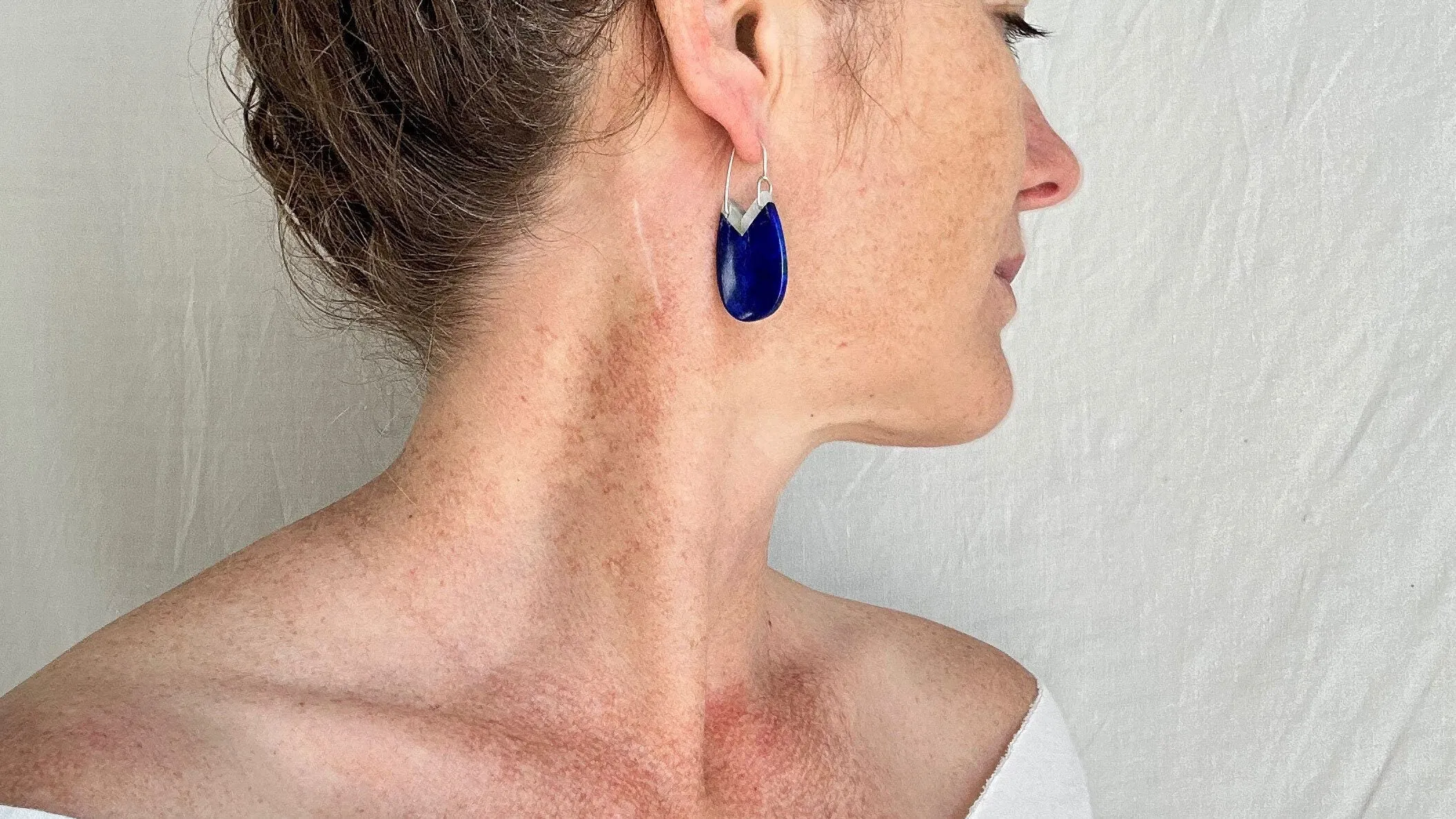Lapis Lazuli & Sterling Silver Drop Earrings. 2052