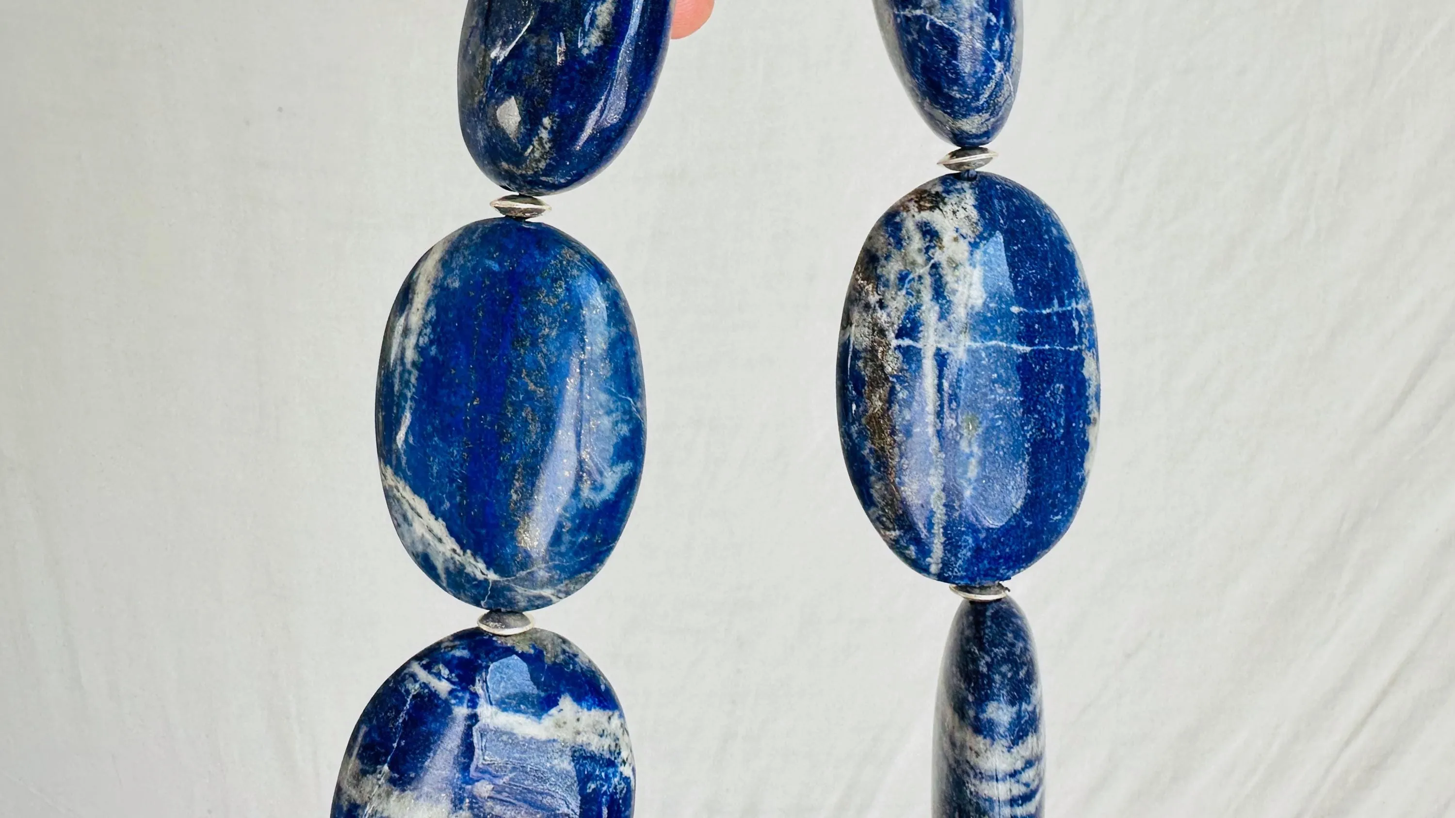 Lapis Lazuli Beaded Necklace. Chunky Ovals. 2644