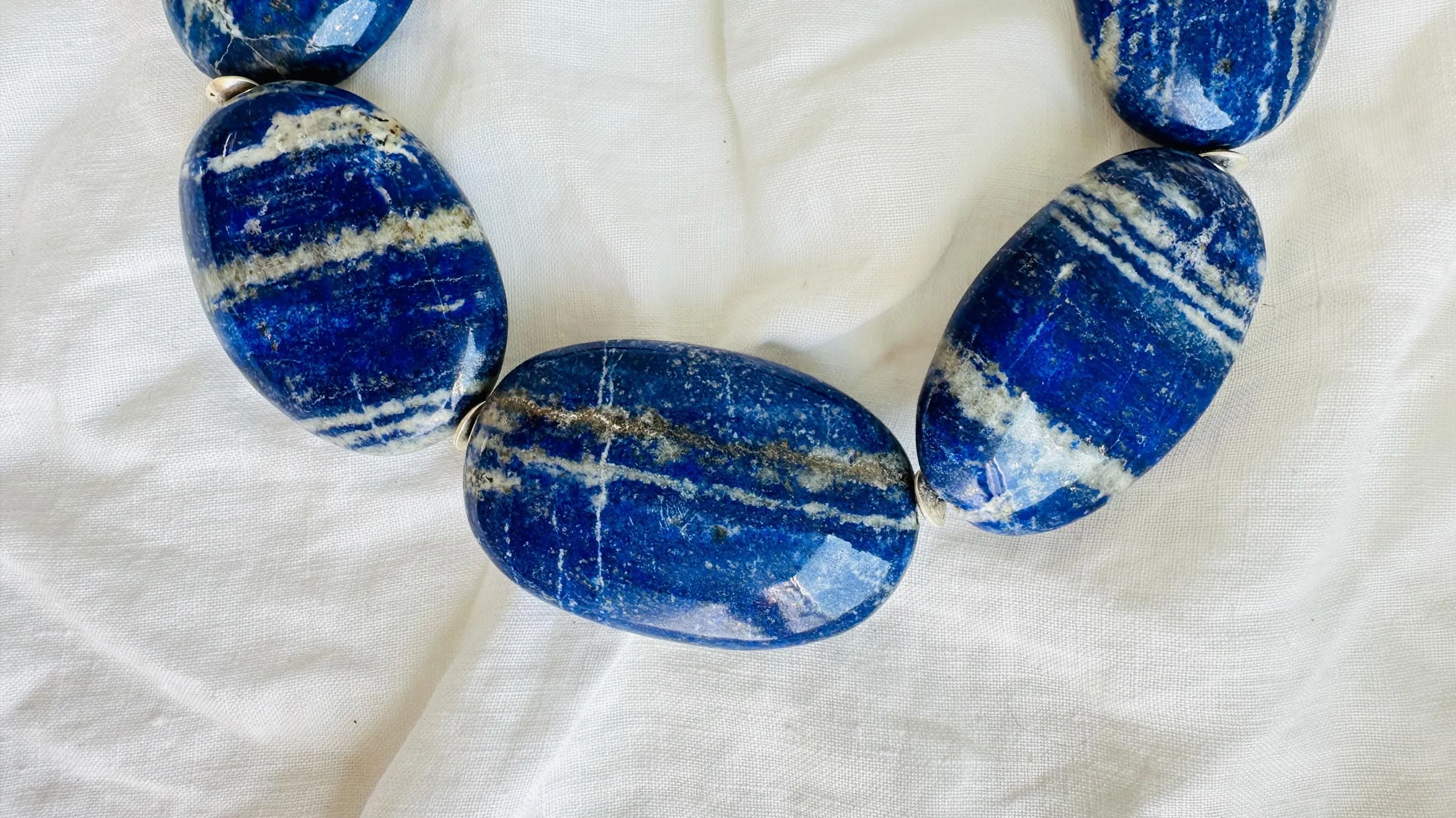 Lapis Lazuli Beaded Necklace. Chunky Ovals. 2644