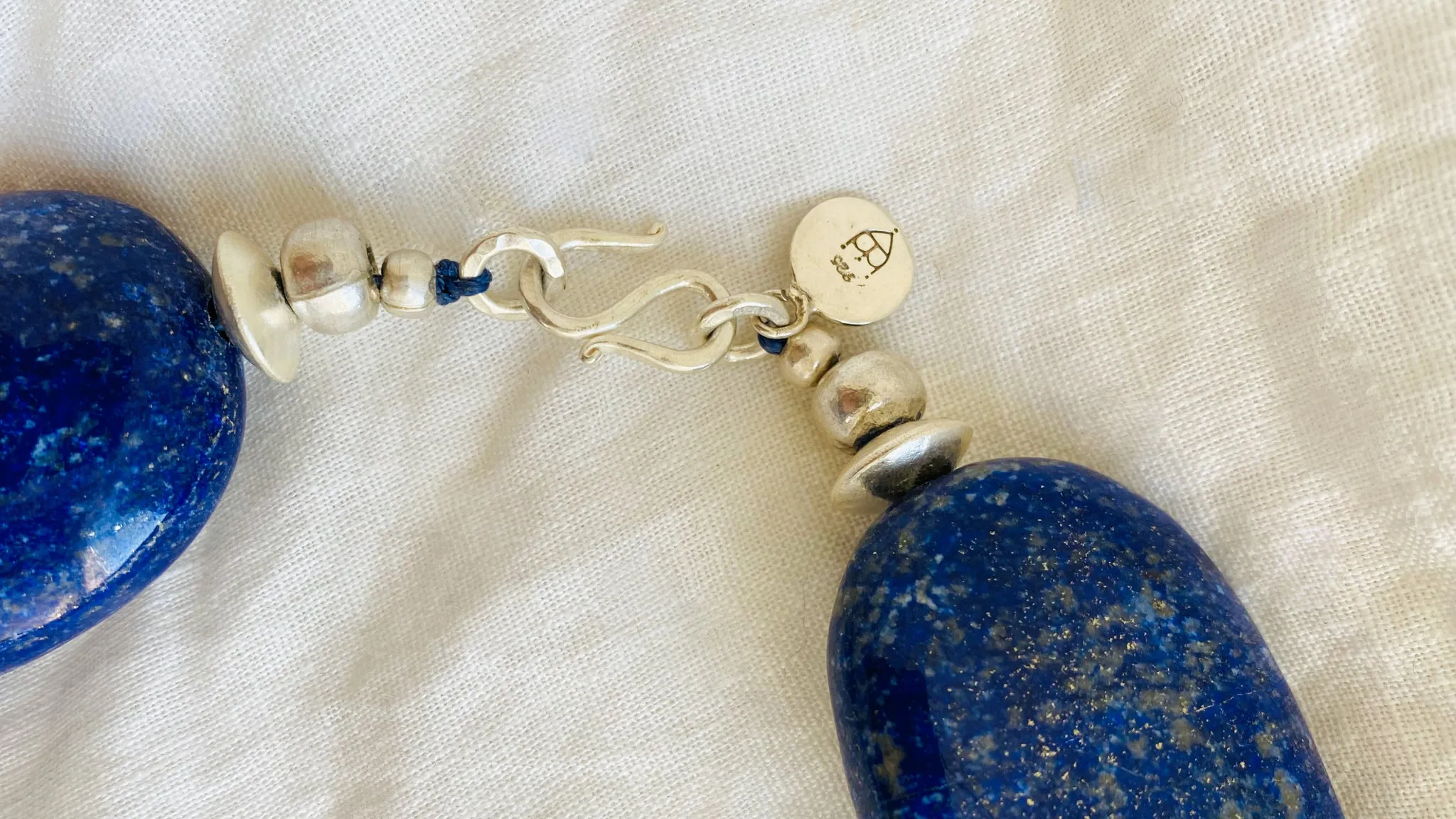 Lapis Lazuli Beaded Necklace. Chunky Ovals