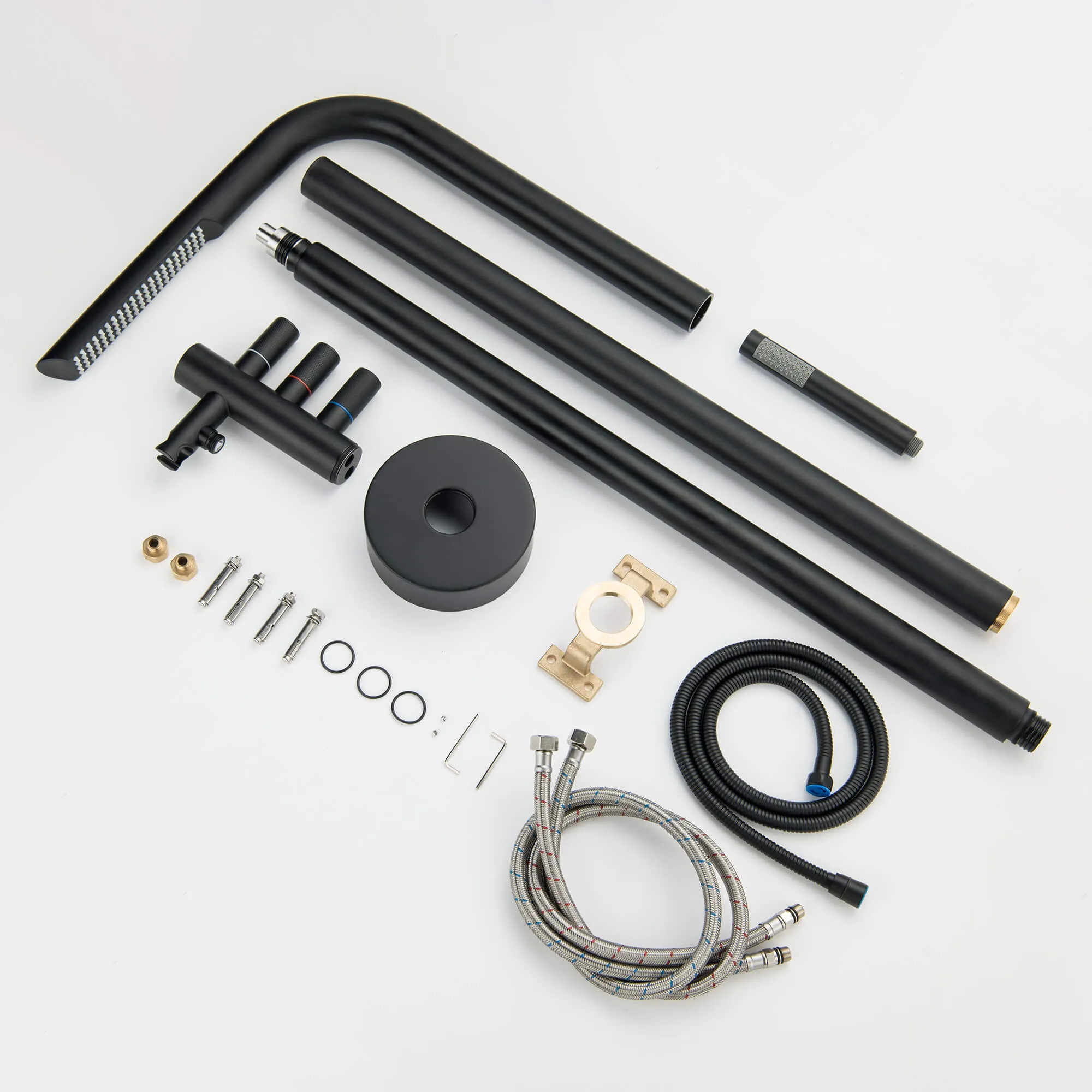 Matte Black Freestanding Outdoor Shower with Hand Shower JK0091