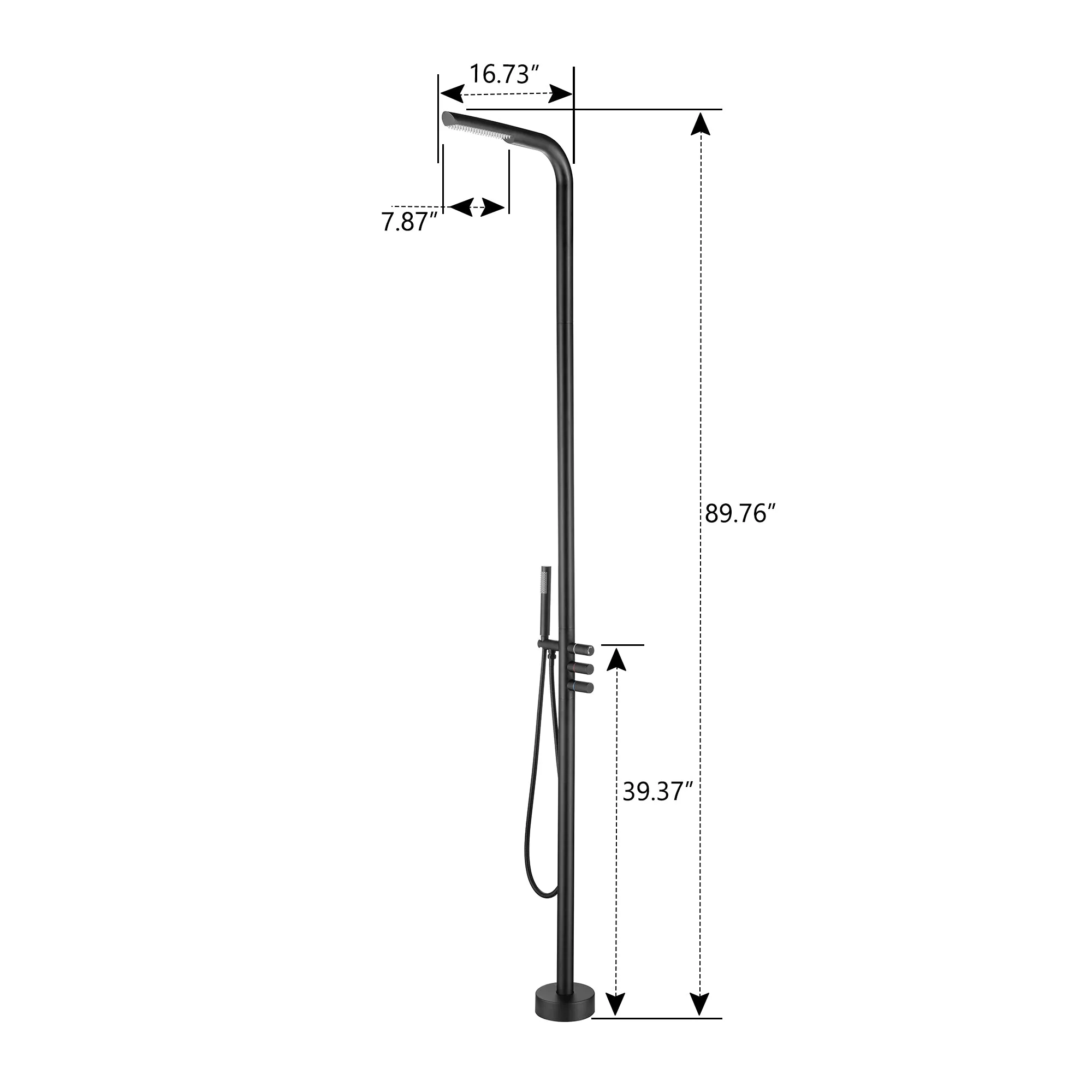 Matte Black Freestanding Outdoor Shower with Hand Shower JK0091
