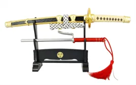 Mini Katana Letter Opener: Gold Jintachi & Jitte Set