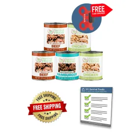 Mixed Meat 5 Can Sampler Pack   FREE Emergency Can Opener