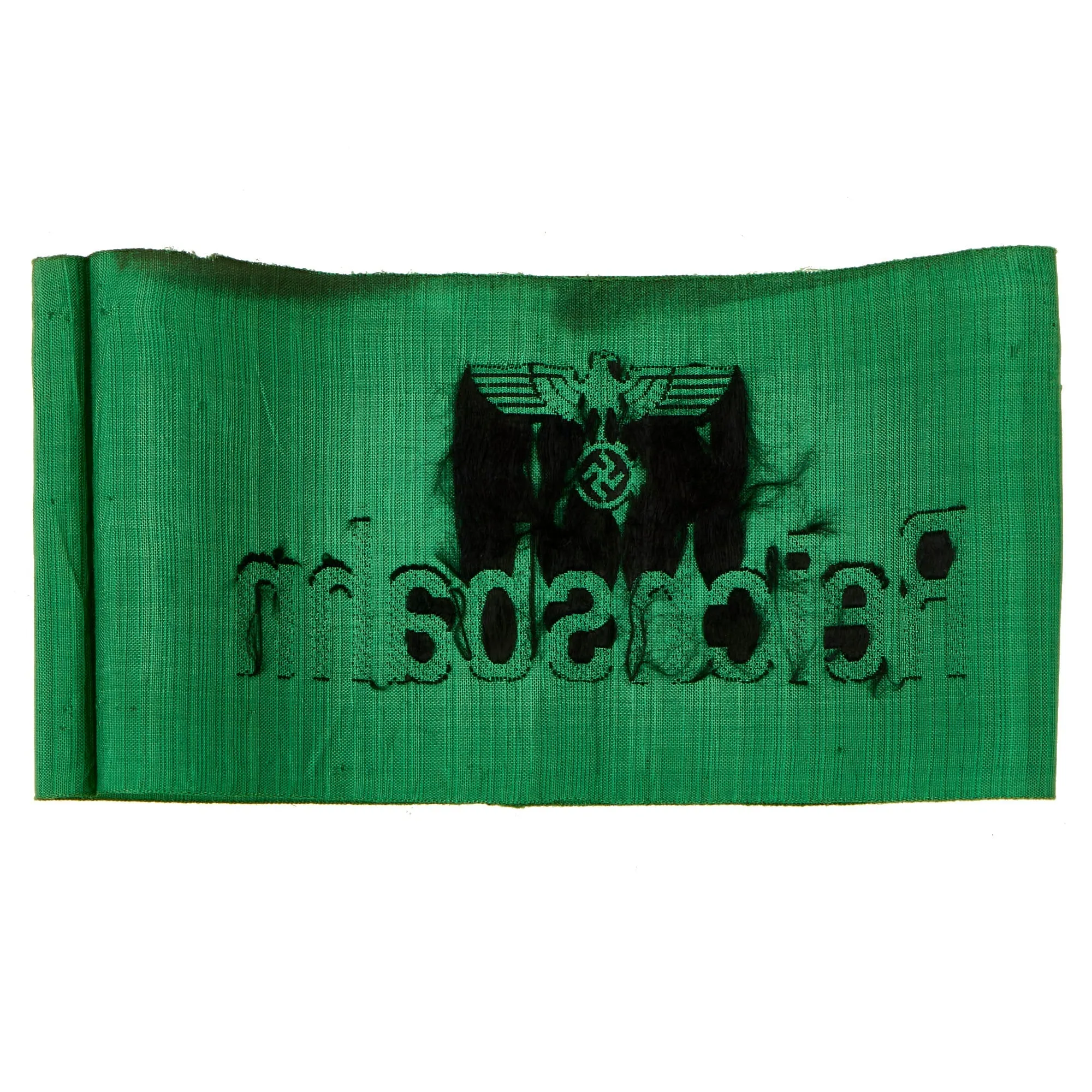 Original German WWII BeVo Embroidered Reichsbahn National Railway Armband with Faded Depot Stamps