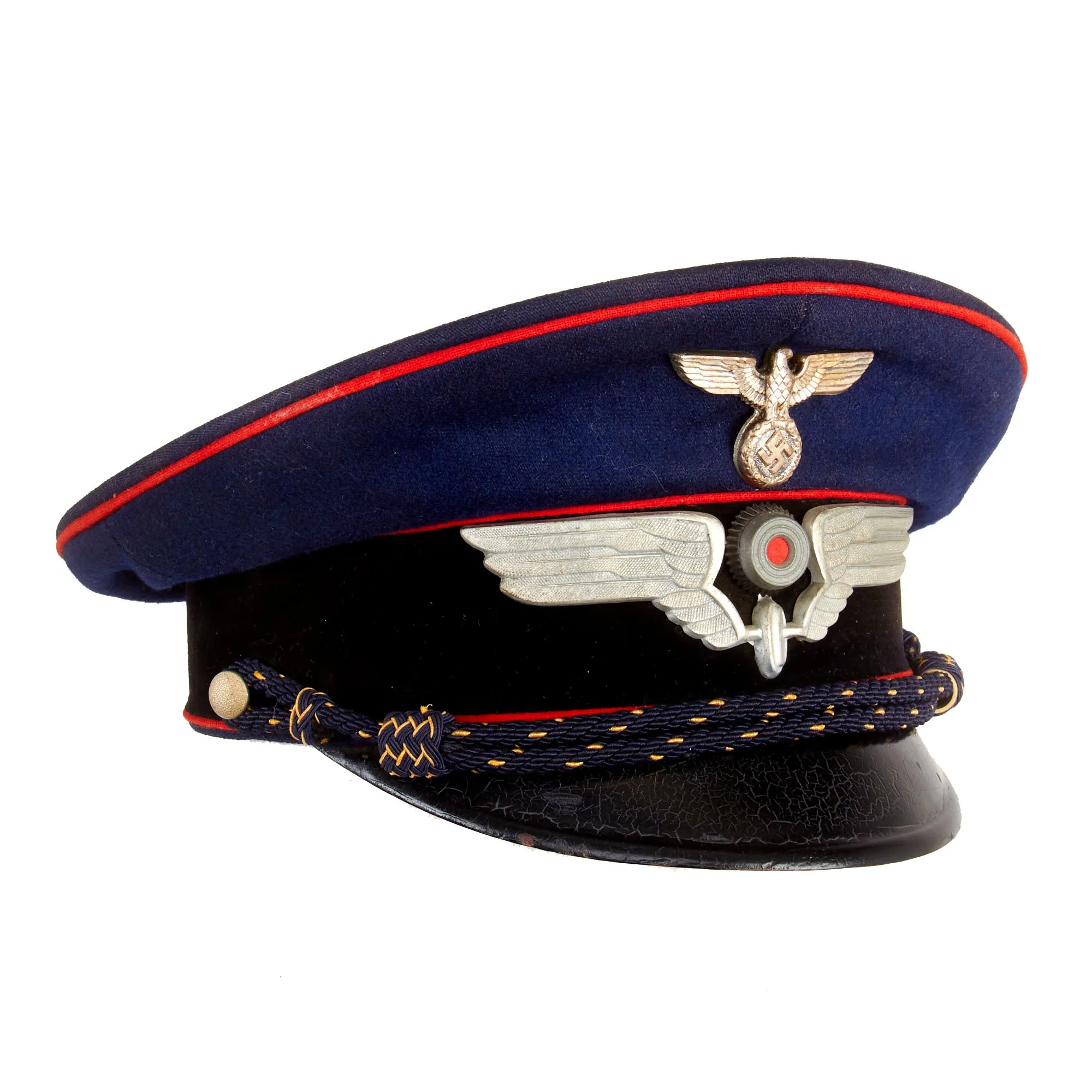Original WWII German Deutsche Reichsbahn Railway Official’s Schirmmütze Visor Cap by Leopold Appert