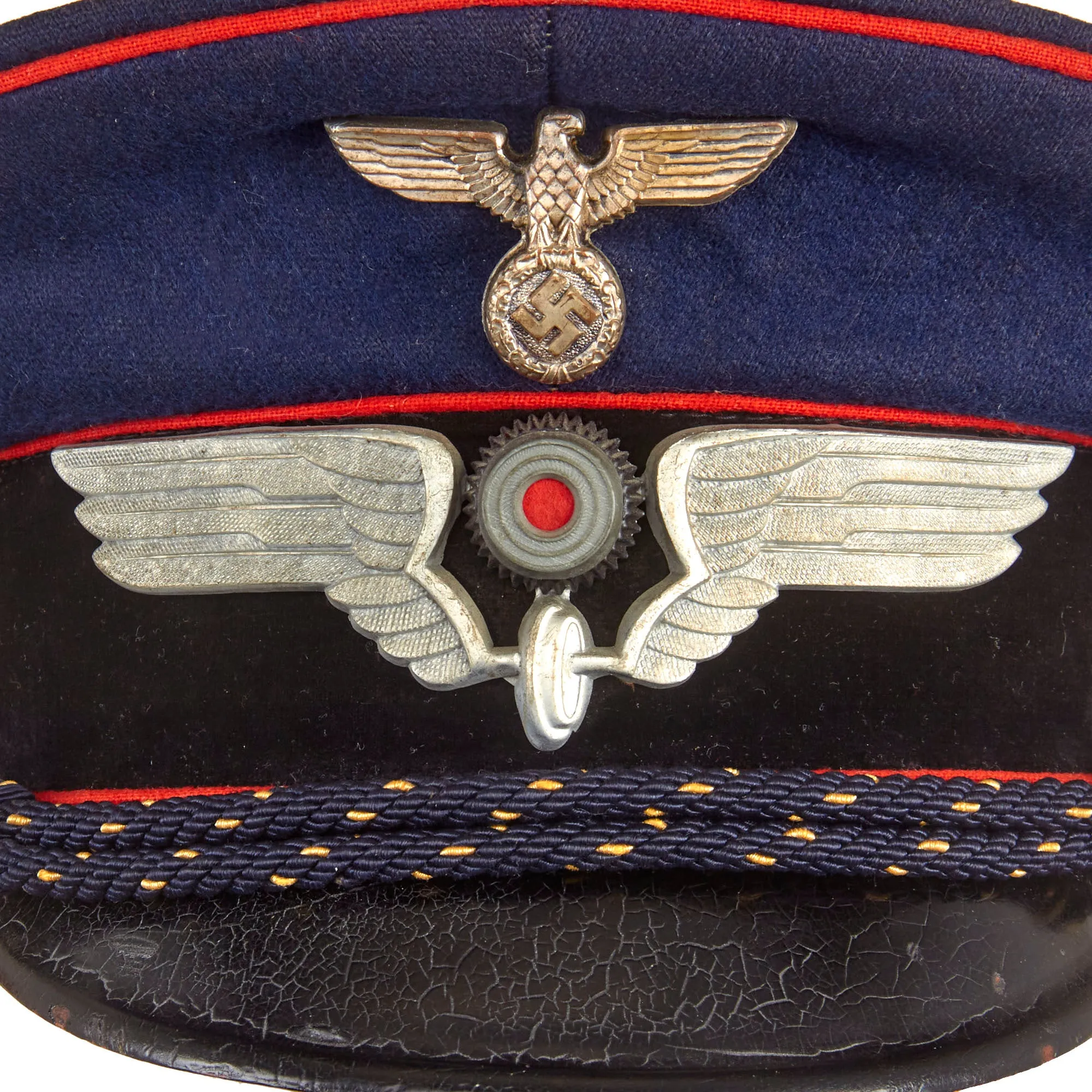 Original WWII German Deutsche Reichsbahn Railway Official’s Schirmmütze Visor Cap by Leopold Appert
