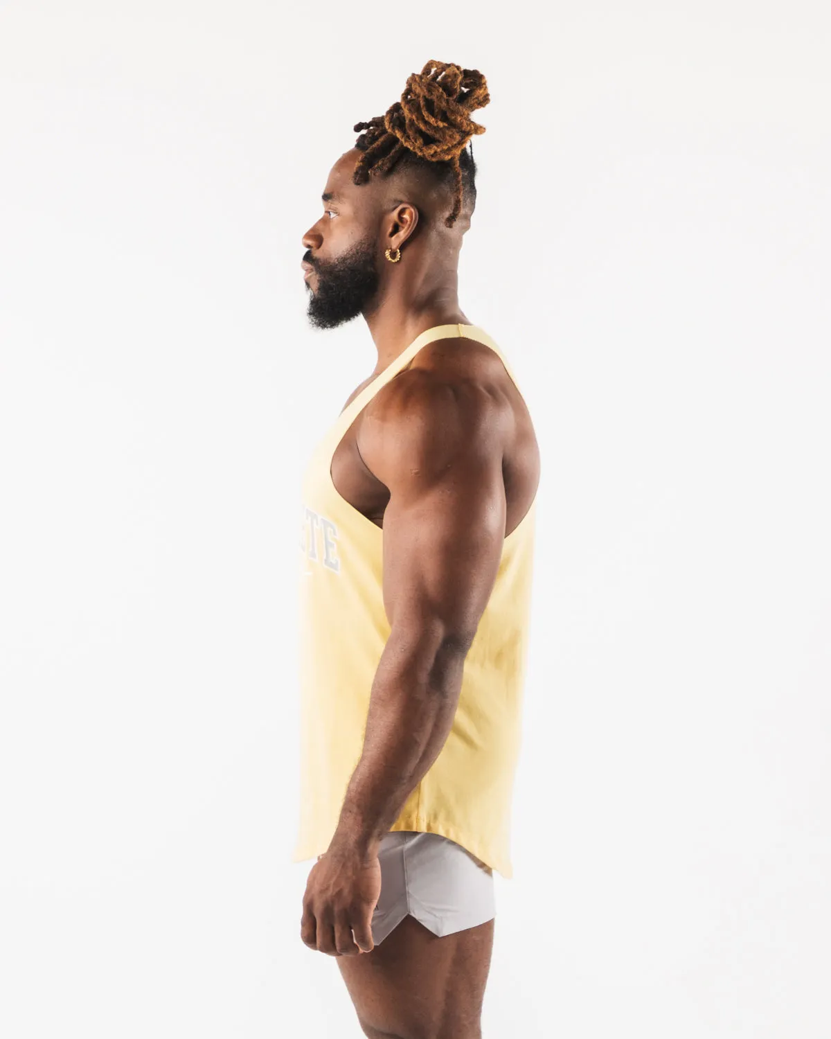 Paisley Print Raw Cut Tank - Yellow