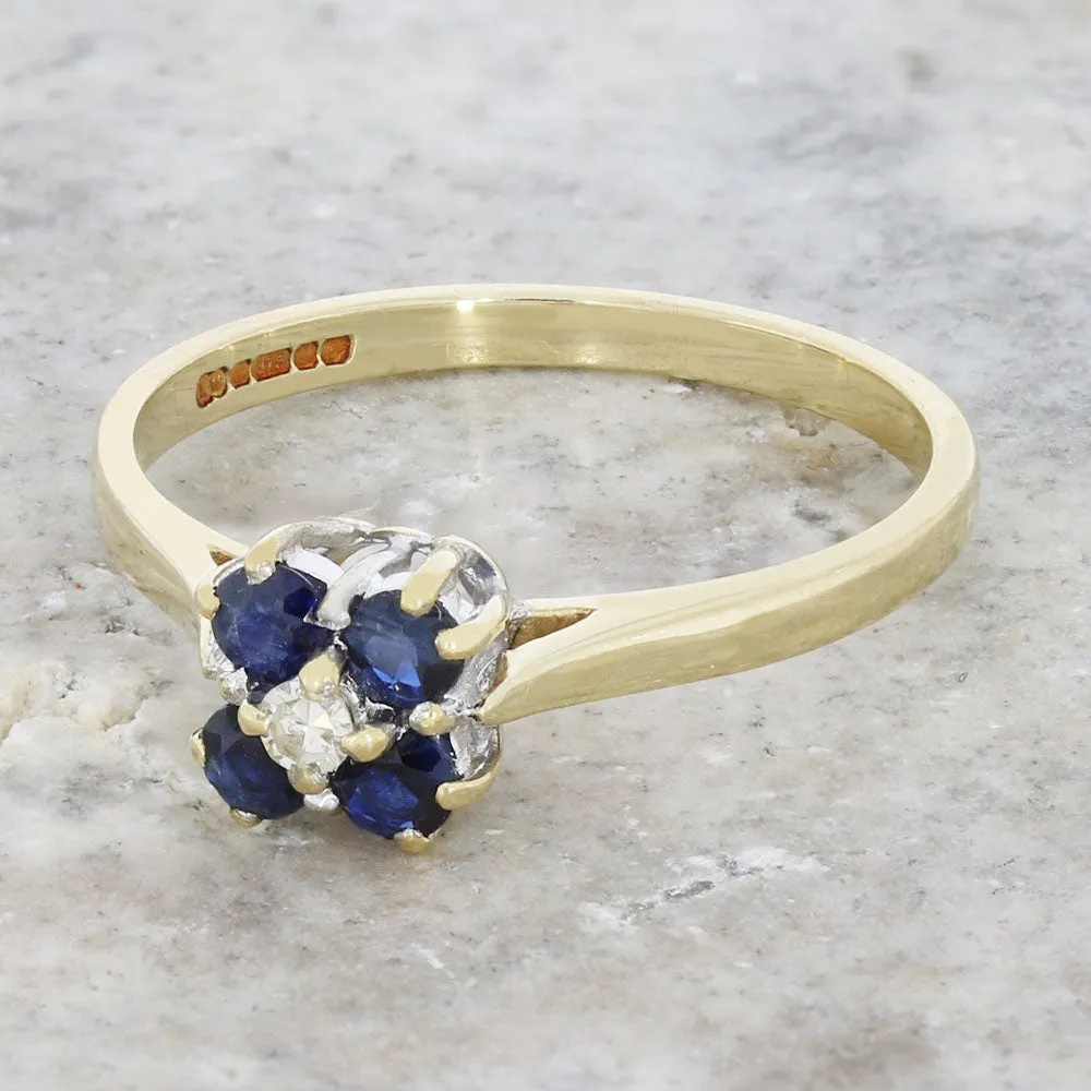 Pre Owned 9ct Yellow Gold Sapphire and Diamond Ring