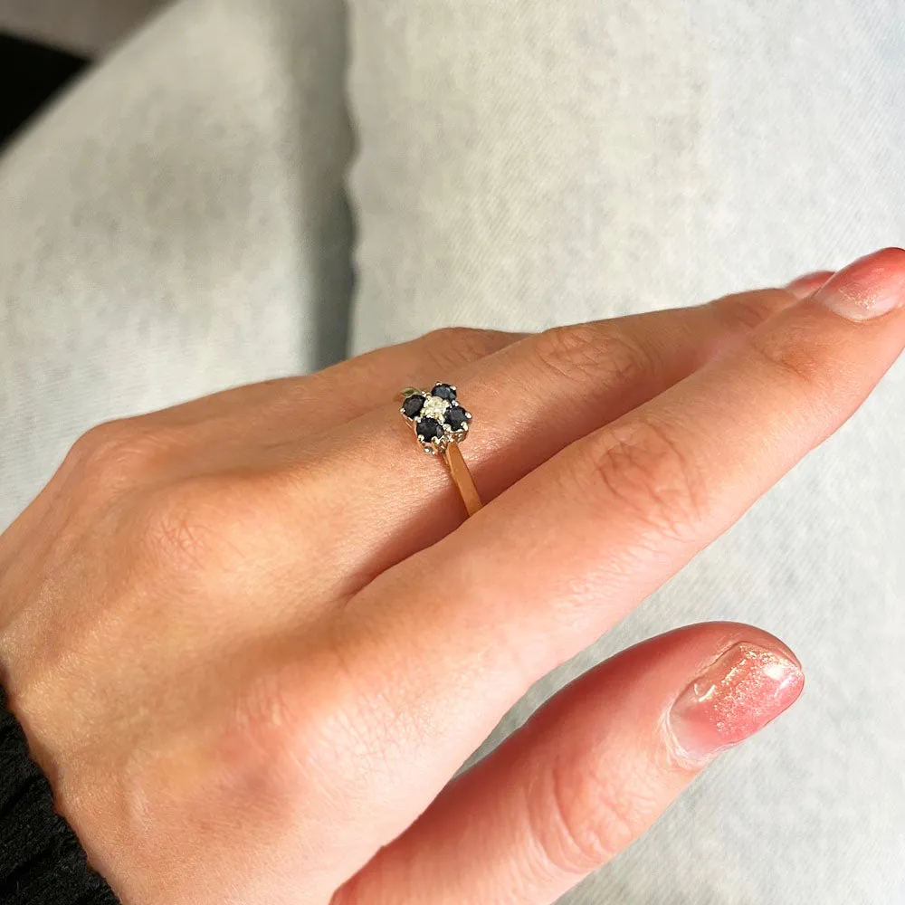 Pre Owned 9ct Yellow Gold Sapphire and Diamond Ring