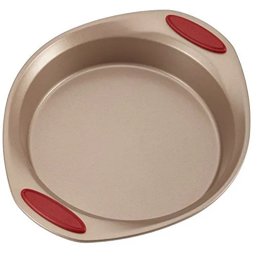 Rachael Ray 10-Piece Cucina Nonstick Bakeware Set, Latte Brown with Cranberry Red Handle