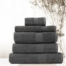 Royal Comfort 5 Piece Cotton Bamboo Towel Set 450GSM Luxurious Absorbent Plush Granite