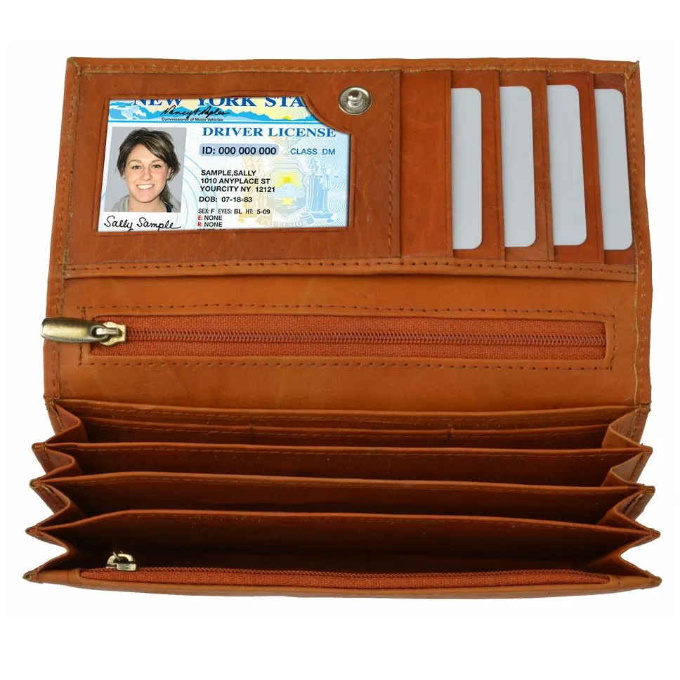 Snap enclosure Leather Women Wallet