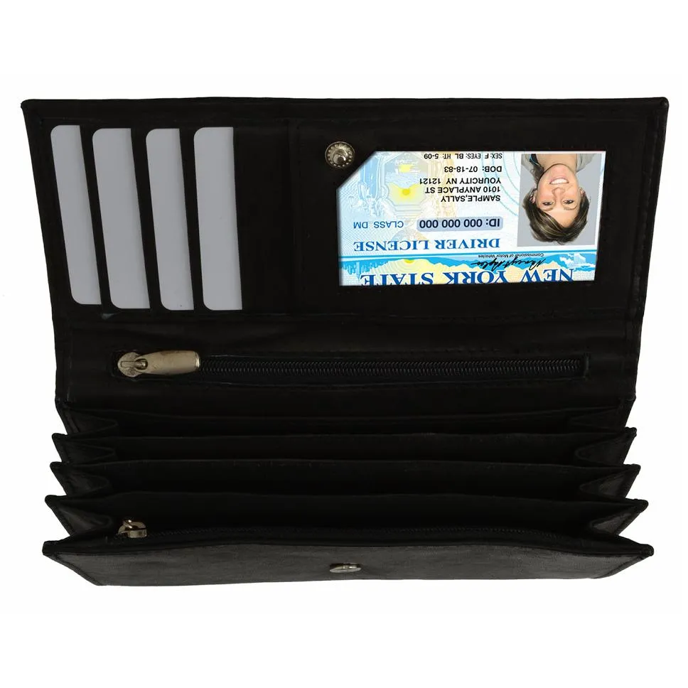 Snap enclosure Leather Women Wallet
