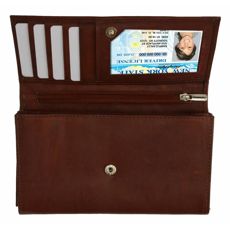 Snap enclosure Leather Women Wallet