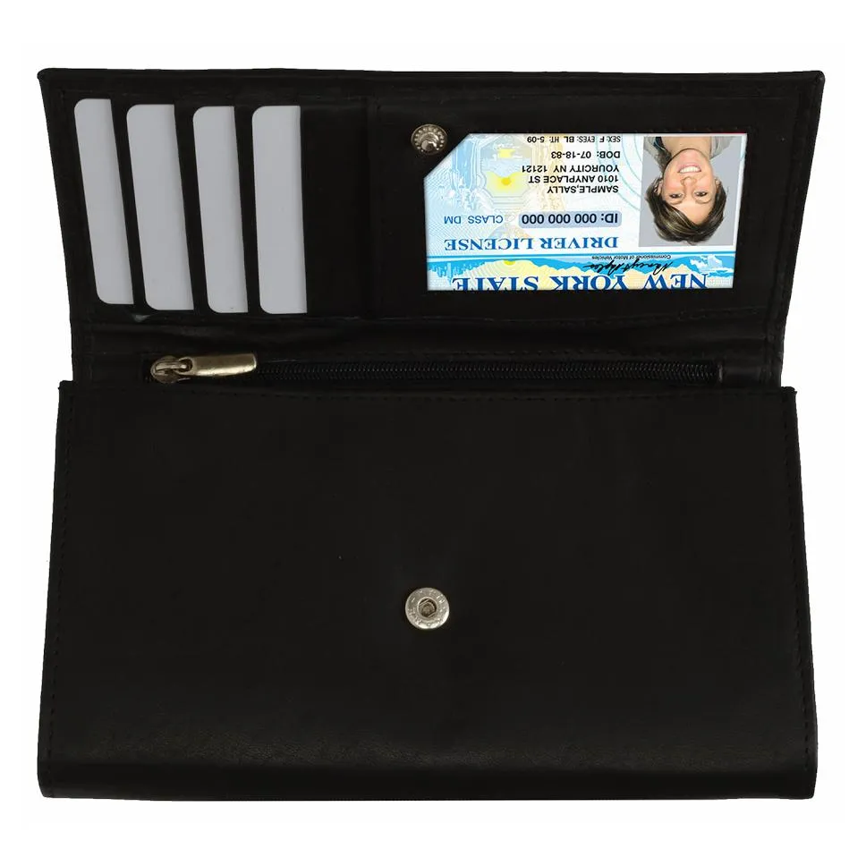 Snap enclosure Leather Women Wallet