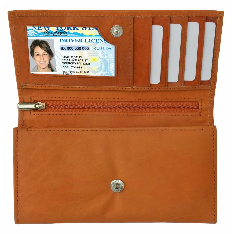 Snap enclosure Leather Women Wallet